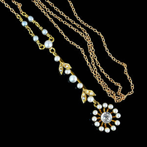 Antique Pearl Target Diamond Lavaliere Necklace - Boylerpf