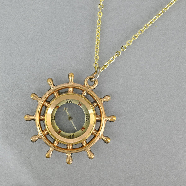Antique Edwardian Rolled Gold Compass Fob Pendant