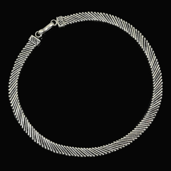 Vintage Sterling Silver Herringbone Collar Statement Necklace - Boylerpf