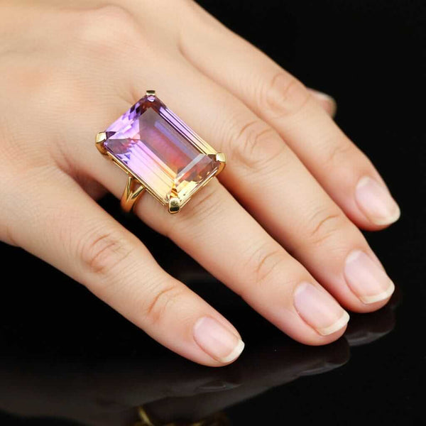 Vintage 20ct Ametrine Cocktail Ring in 14K Gold