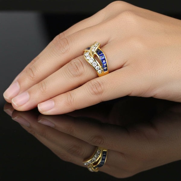 Vintage 14K Gold Love Knot Diamond Sapphire Ring - Boylerpf