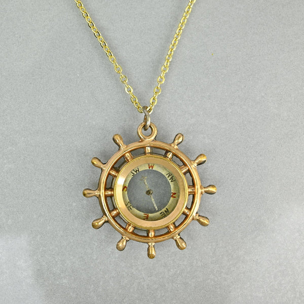 Antique Edwardian Rolled Gold Compass Fob Pendant