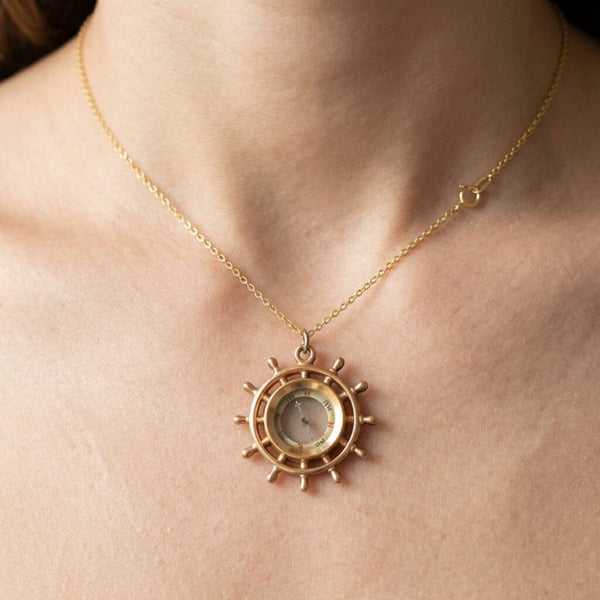Antique Edwardian Rolled Gold Compass Fob Pendant