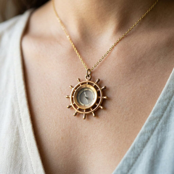 Antique Edwardian Rolled Gold Compass Fob Pendant