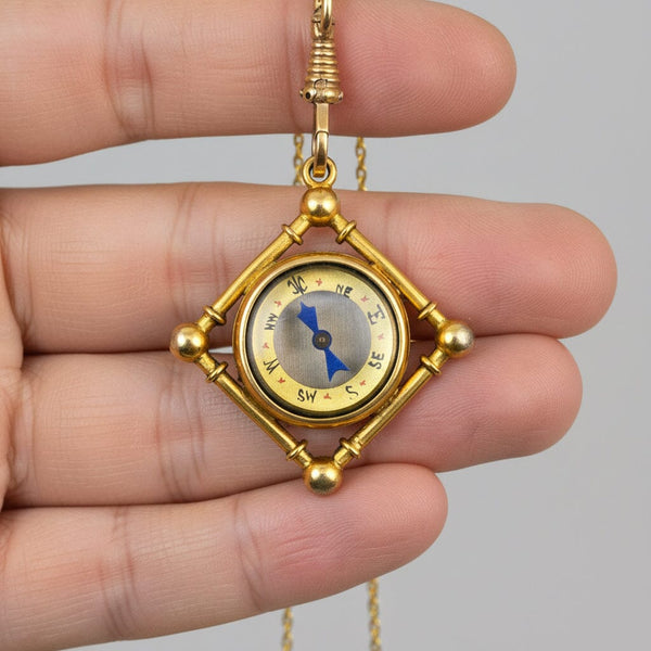 Antique Rolled Gold Victorian Working Compass Pendant Fob - Boylerpf