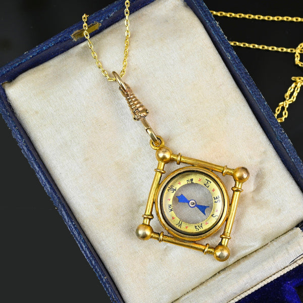 Antique Rolled Gold Victorian Working Compass Pendant Fob - Boylerpf
