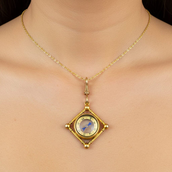 Antique Rolled Gold Victorian Working Compass Pendant Fob - Boylerpf
