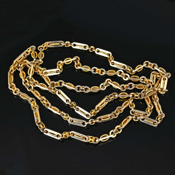 Final Payment Antique Fancy Link 14K Gold Chain Necklace, 40.9 gms - Boylerpf