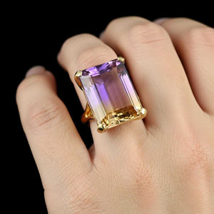 Vintage 20ct Ametrine Cocktail Ring in 14K Gold