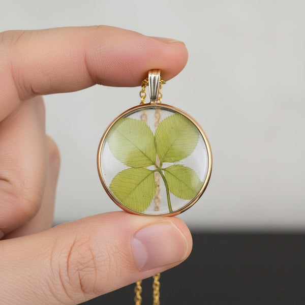 Vintage 9K Gold Double Sided Four Leaf Clover Pendant - Boylerpf