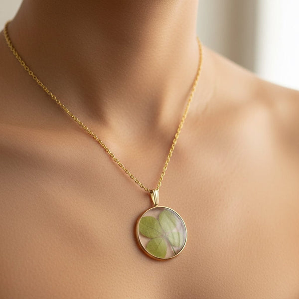 Vintage 9K Gold Double Sided Four Leaf Clover Pendant - Boylerpf