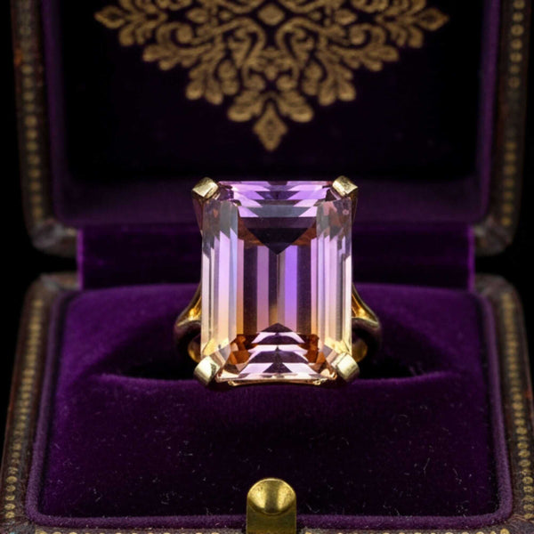 Vintage 20ct Ametrine Cocktail Ring in 14K Gold