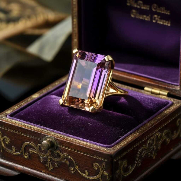 Vintage 20ct Ametrine Cocktail Ring in 14K Gold