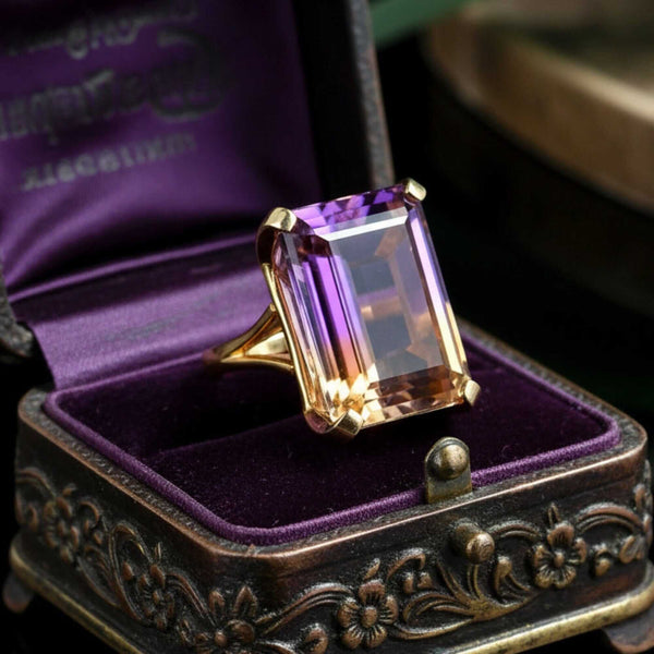 Vintage 20ct Ametrine Cocktail Ring in 14K Gold