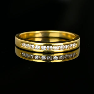 Vintage Half Eternity 14K Gold Diamond Wedding Ring Band - Boylerpf