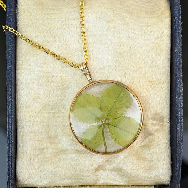 Vintage 9K Gold Double Sided Four Leaf Clover Pendant - Boylerpf