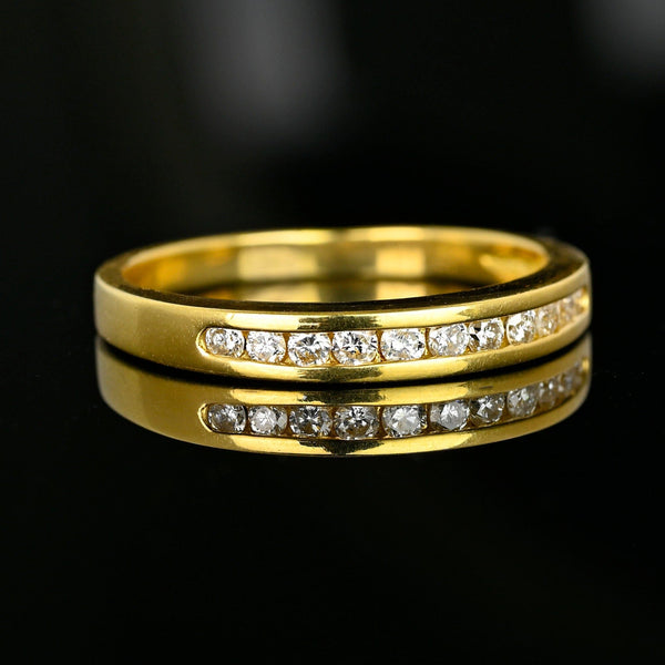 Vintage Half Eternity 14K Gold Diamond Wedding Ring Band - Boylerpf