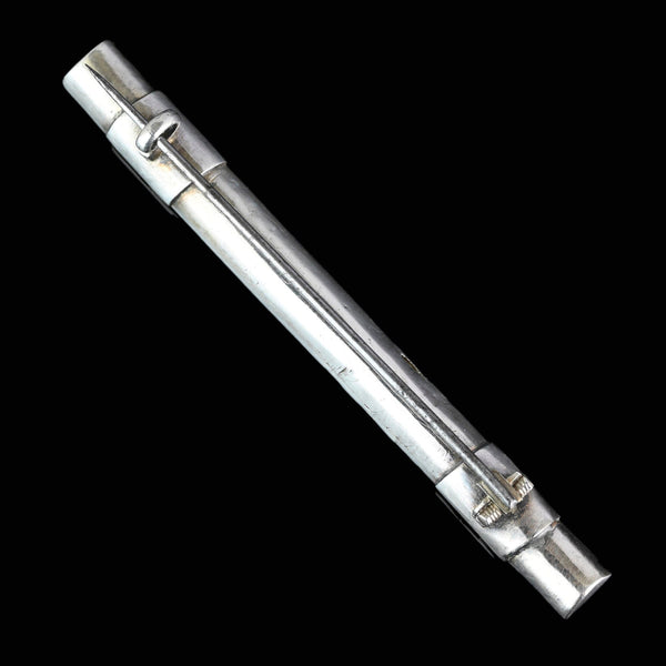 Antique Silver Rock Crystal Diamond Paste Bar Brooch - Boylerpf