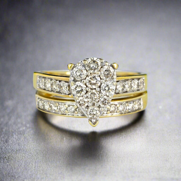 Vintage Gold Diamond Engagement Wedding Ring Set - Boylerpf