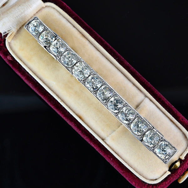 Antique Silver Rock Crystal Diamond Paste Bar Brooch - Boylerpf