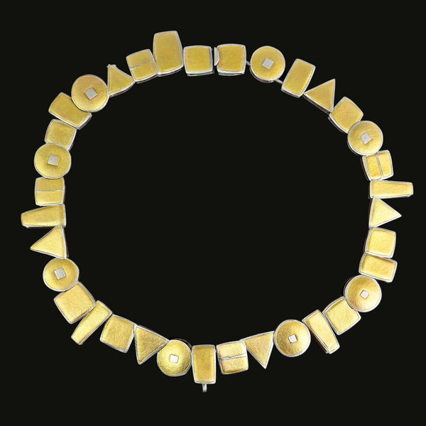 22K Gold Sterling Silver Geometric Statement Necklace