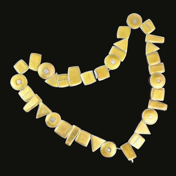 22K Gold Sterling Silver Geometric Statement Necklace