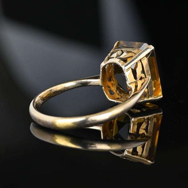 Vintage Gold Emerald Step Cut 6.75 Carat Citrine Ring - Boylerpf