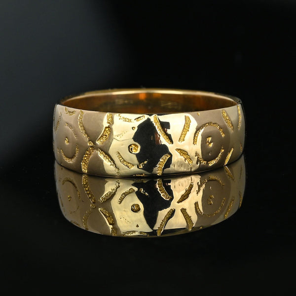 Antique Victorian Forget Me Not Engraved 18K Gold Ring Band - Boylerpf