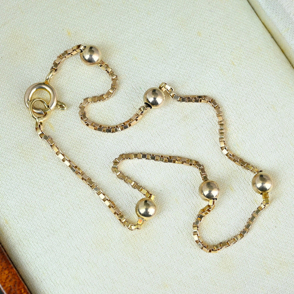 Vintage Gold Ball & Box Link Chain Bracelet - Boylerpf