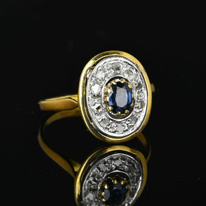 Vintage 18K Gold Rose Cut Diamond Sapphire Ring - Boylerpf