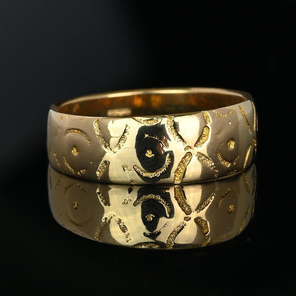 Antique Victorian Forget Me Not Engraved 18K Gold Ring Band - Boylerpf