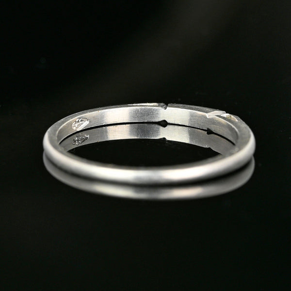 Vintage Geometric Platinum Wedding Ring Band - Boylerpf