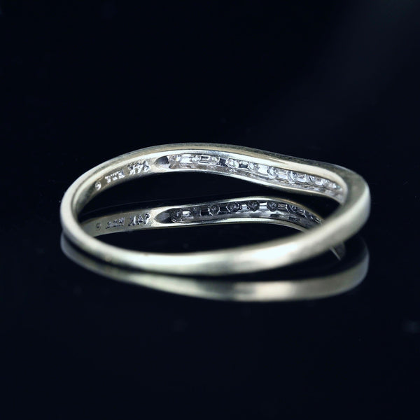 Sleek 14K White Gold Diamond Wishbone Ring, Size 10.75 - Boylerpf