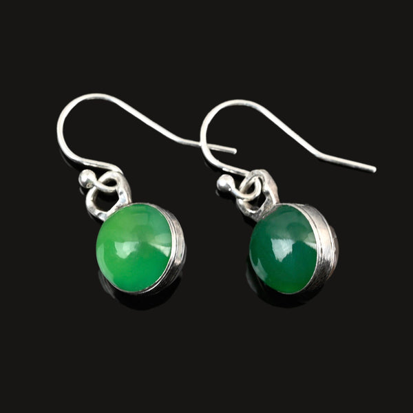 Antique French Silver Chrysoprase & Chalcedony Earrings - Boylerpf