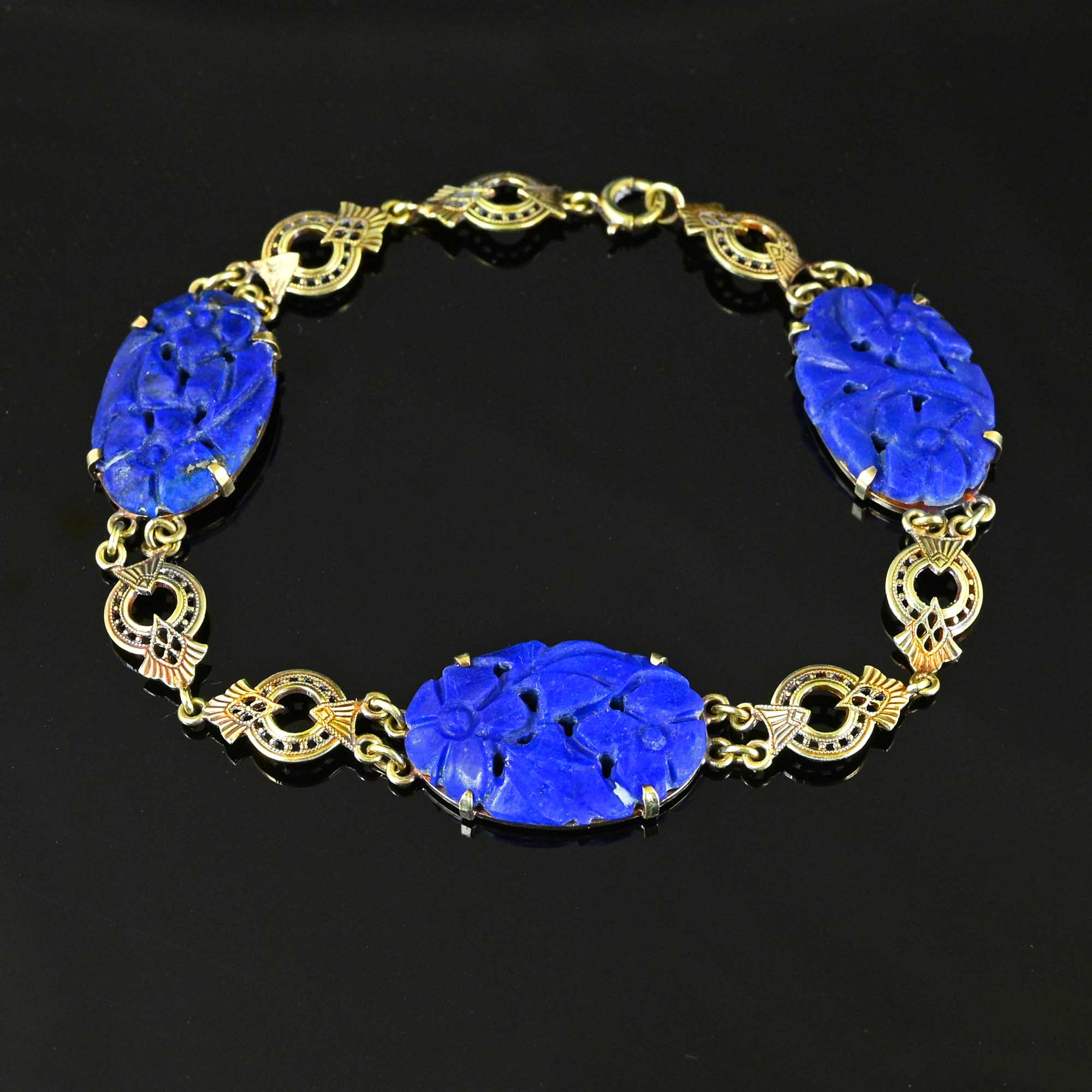 Vintage Lapis Lazuli Arm Cage Bracelet - newest Traditional Antique jewellery lapis lazuil bracelet lapis lazuli jewelry