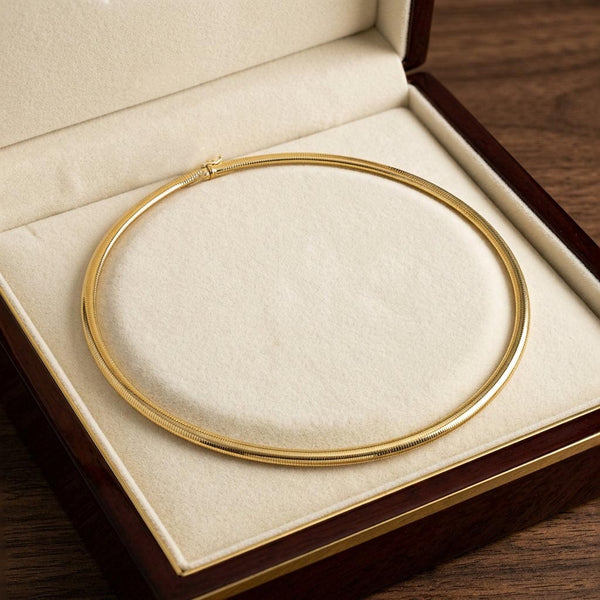 14K Yellow Gold Omega Chain Necklace 17 Inch 16 Grams