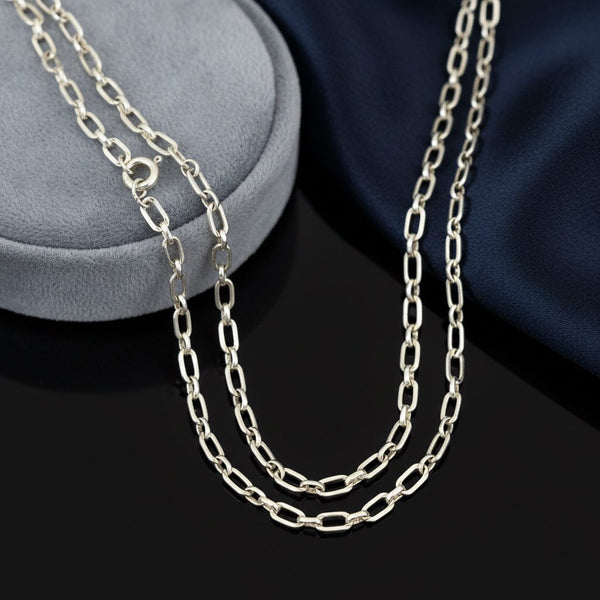 Vintage Sterling Silver Paper Clip Chain Necklace 19” Layering - Boylerpf