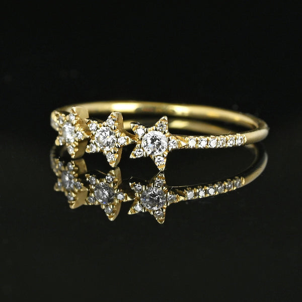 Vintage 14K Gold Diamond Cluster Celestial Star Ring - Boylerpf