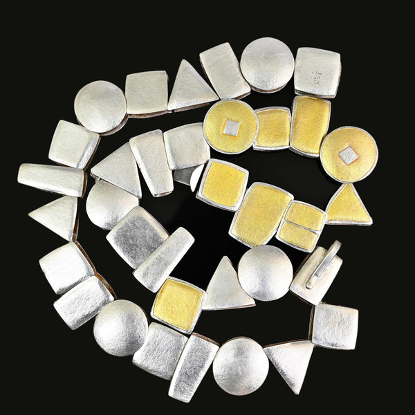 22K Gold Sterling Silver Geometric Statement Necklace
