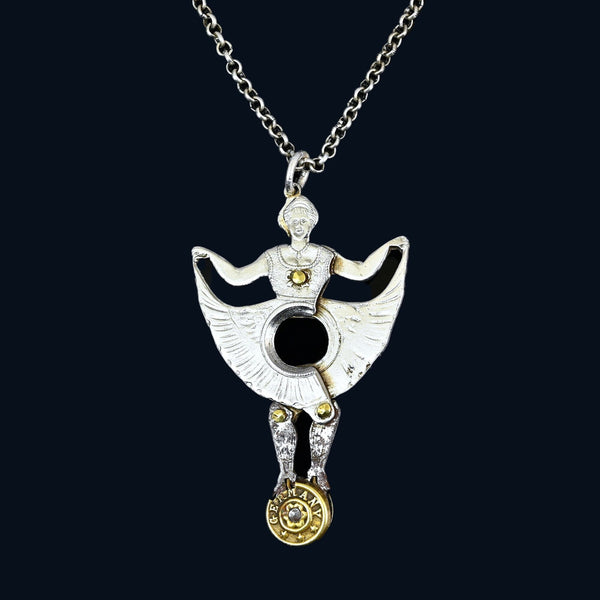 Antique German Silver Dancing Girl Cigar Cutter Pendant Fob - Boylerpf