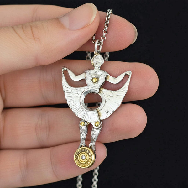 Antique German Silver Dancing Girl Cigar Cutter Pendant Fob - Boylerpf