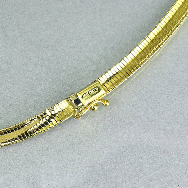 14K Yellow Gold Omega Chain Necklace 17 Inch 16 Grams