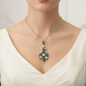 Fine Antique Silver Diamond Paste Emerald Pendant - Boylerpf