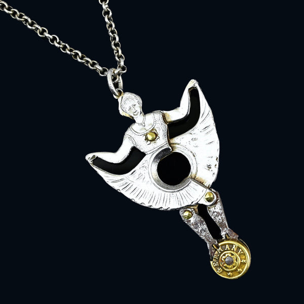 Antique German Silver Dancing Girl Cigar Cutter Pendant Fob - Boylerpf