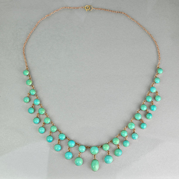 Antique Victorian Gold Turquoise Fringe Necklace
