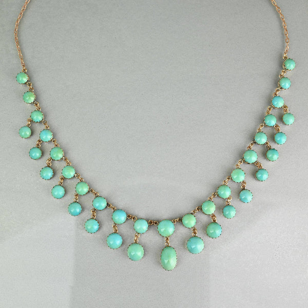 Antique Victorian Gold Turquoise Fringe Necklace