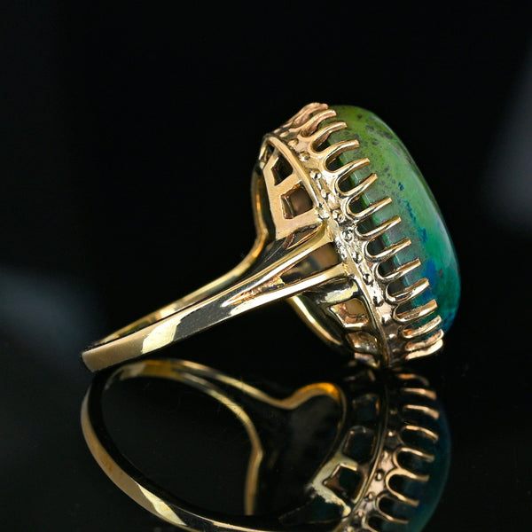Vintage 14K Gold Azurite Malachite Cabochon Statement Ring - Boylerpf