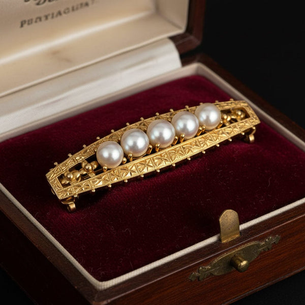 Antique 14K Gold Akoya Pearl Brooch Convertible Choker