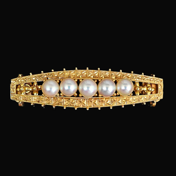 Antique 14K Gold Akoya Pearl Brooch Convertible Choker