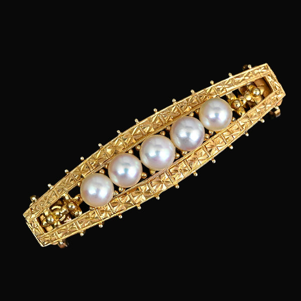 Antique 14K Gold Akoya Pearl Brooch Convertible Choker